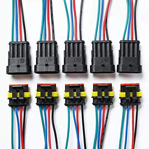 Motorcycle Boat and Other Wire Connection Male and Female Way 18 AWG Wire Harness Plug Socket Kit for Truck ZUOZE 10 Kits 1 Pin Car Connector Waterproof Electrical Connector
