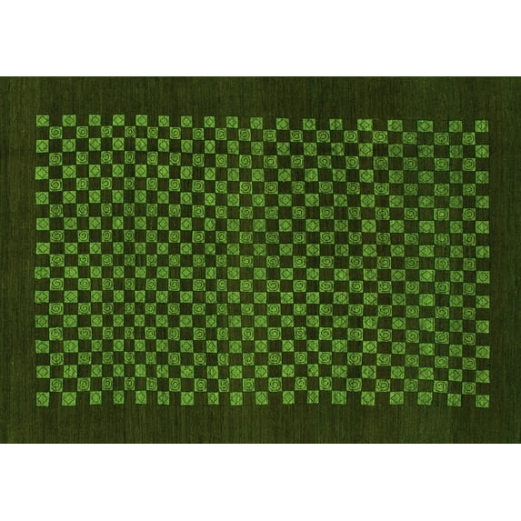 Ahgly Company Indoor Rectangle Checkered Green Modern Area Rugs, 7' x 9'
