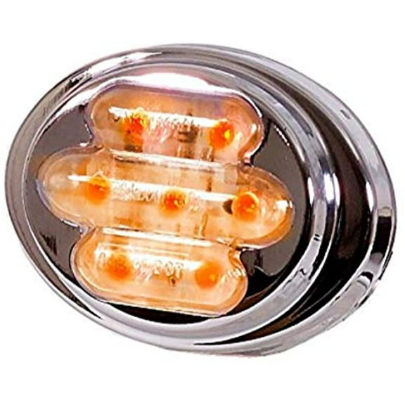 Maxxima M36180YCL Amber LED Clear Lens Mini Oval Clearance Marker Light with Stainless Steel Bezel