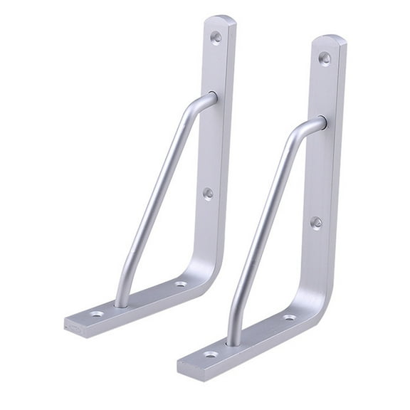 Worgeous 2 PCS Heavy Duty Shelf Brackets Thickened Silver Shelf Support Bracket Aluminium Alloy Practical Durable Support Frame for Home (10inch)