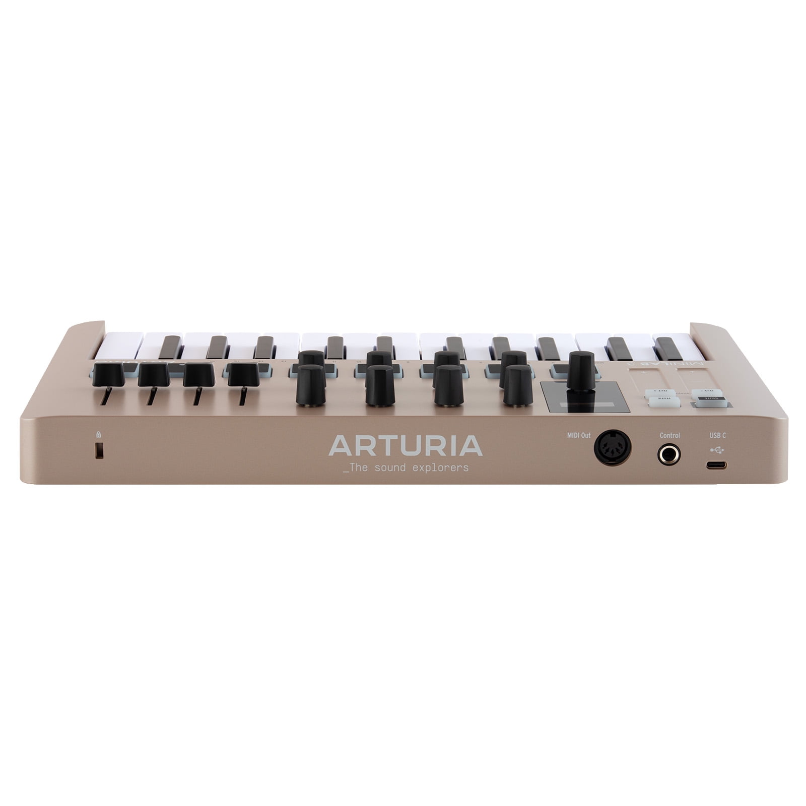 Arturia MiniLab 3 Champagne  25 Key USB MIDI Keyboard Controller With 8 Multi-Color Drum Pads, 8 Knobs and Music Production Software Included