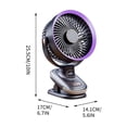 thumbnail image 5 of Wall Mount Air Circulation Fan With Light, USB Rechargeable Portable Fan, 10000mAh Battery Cooling Fan, 5 Speed Oscillating Desk Fan, Brushless Quiet Fan, Camping Office Bedroom Fan, 5 of 8