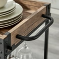 thumbnail image 6 of Danya B. Rustic Walnut Veneer and Metal Rolling Farmhouse Wine Bar Cart with Wine Bottle and Glass Rack, 6 of 20