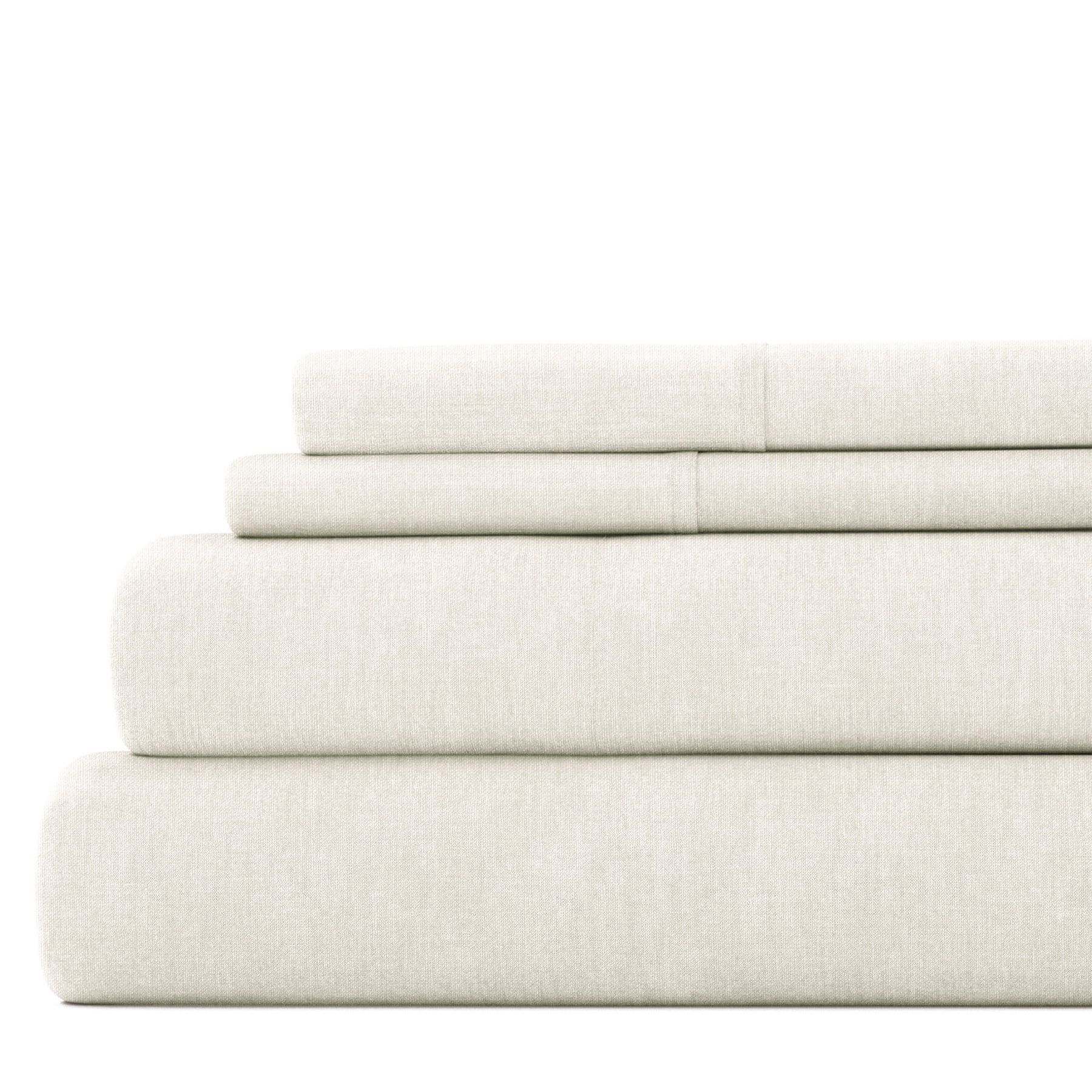 Noble Linens 4 Piece Linen Bamboo-Blend Bed Sheet Set, Natural, Full