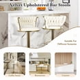 thumbnail image 5 of Set of 2 Modern Velvet Bar Stools, Adjustable Height Woven Back Bar Chairs with Footrest and Swivel for Kitchen Island & Dining Room, Beige, 5 of 12