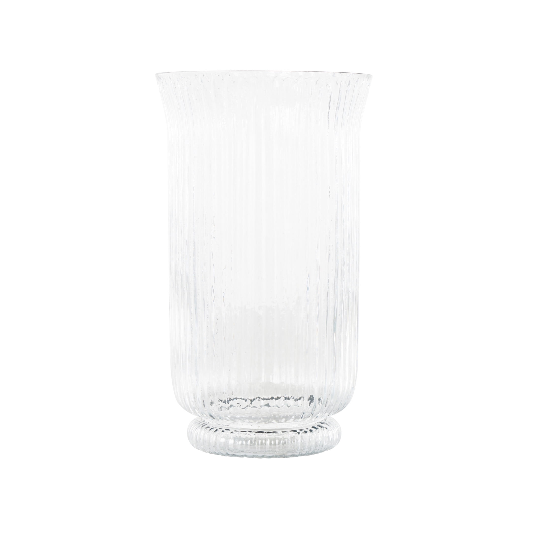 DecMode Glass Ribbed Fluted Candle Holder