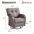 thumbnail image 5 of POCASSY Swivel Patio Chairs Set of 2, Wide Backrest Outdoor Swivel Glider Rocking Chairs with All Weather Brown Wicker with Comfort 5" Thick Cushion for Porch Balcony, Gray Cushion, 5 of 11