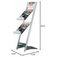 thumbnail image 2 of M&T Displays Countertop Brochure Holder 2 Tier 1 x 8.5x11 Inches Frosted Acrylic Shelf, Silver Aluminum profile with Header for Advertising Literature Magazine Leaflet Pamphlet Booklet Flier Catalog, 2 of 12