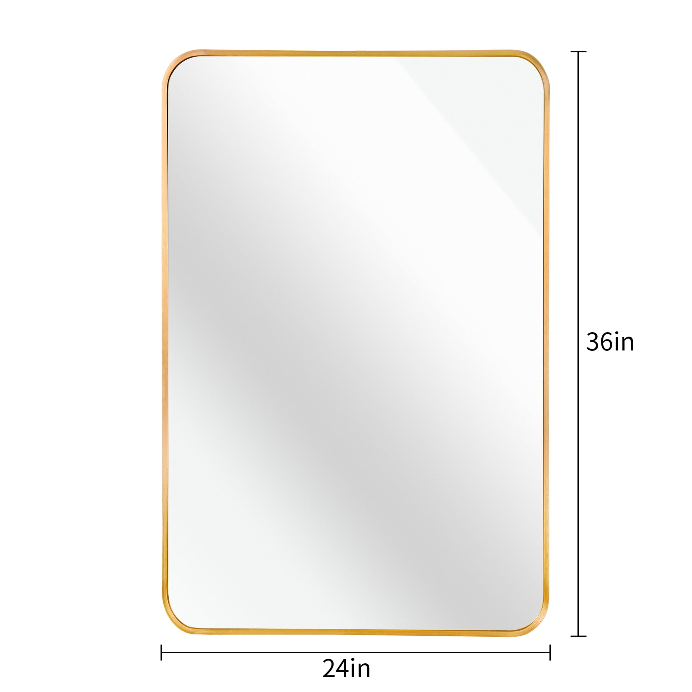 Noble House 24"x36" Rectangular Bathroom Wall Mirror, Aluminum Alloy Frame, HD Shatterproof Glass, Gold