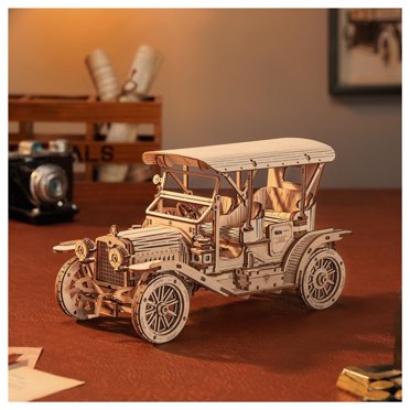 ROBOTIME Vintage Car 3D Wooden Puzzle - 1:15 Scale Retro Model Kit For Adults
