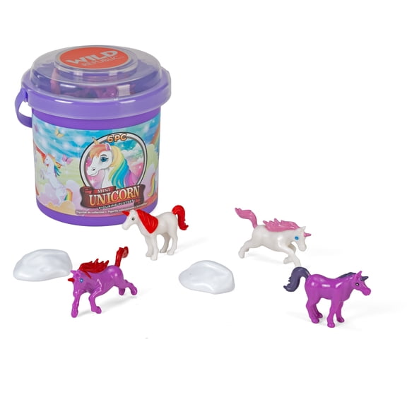 Wild Republic Unicorn Mini Bucket, Toy Figurines, Kids Gifts, Unicorns Party Supplies, Magical Creatures, 6 Piece Playset