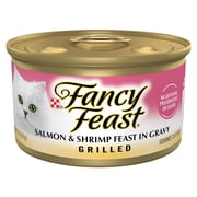 (24 pack) Purina Fancy Feast Grilled Kitten Food, Wet Cat Food, Salmon & Shrimp in Gravy, 3 oz Cans