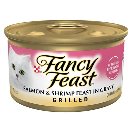 Purina Fancy Feast Grilled Kitten Food, Wet Cat Food, Salmon & Shrimp in Gravy, 3 oz Cans