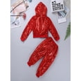 thumbnail image 5 of TiaoBug Kids Boys Girls Sparkly Sequins Hip-hop Jazz Dance Outfits Hooded Jacket Tops with Pants Performance Costume, 5 of 6