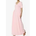 thumbnail image 3 of TheMogan Robe Maxi Surdimensionnée en Jersey Doux pour Femmes, Col en V, Manches Courtes avec Poche, 3 of 6