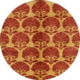 thumbnail image 1 of Ahgly Company Machine Washable Indoor Round Abstract Dark Orange Area Rugs, 4' Round, 1 of 7