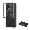 thumbnail image 4 of Blotout 79" Tall Display Cabinet with LED Sensor Light & Pop-up Glass Doors & 3 Drawers , Modern 6-Tier Bookcase Curio Storage Cabinet for Bedroom, Living Room, Office(Black-79"), 4 of 8