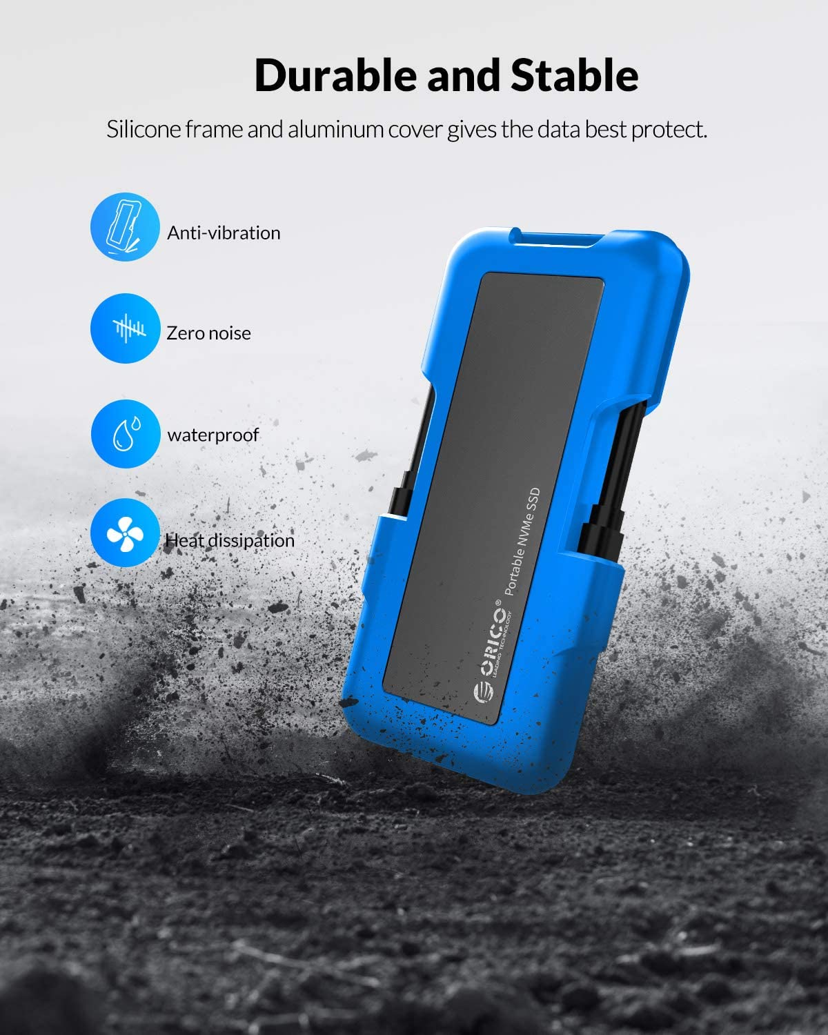 ORICO 10Gb//s Portable External Solid State Drives M.2 NVME SSD Outdoor Shockproof Crushproof Hard Drive Xbox Macs PS4 and More Rugged Flash Drive USB C for PCs Black-1T