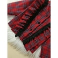 thumbnail image 6 of Franhais Kid Girl Fall 3Pcs Outfit Plaid Print Ruffled Long Sleeve Lapel Shirt Tops A-Line Skirt Bow Headband Set Clothes, 6 of 9