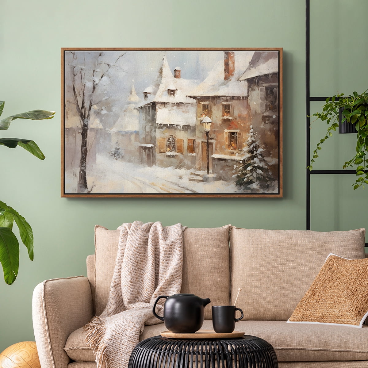 Vintage Landscape-CCXX By Wexford Home Framed in Walnut Wood Gallery Wrapped Canvas 17 in. x 25 in.