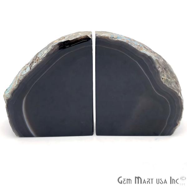 Black Agate Bookends, Open Geode Bookends, Bookends 44.5 Inches