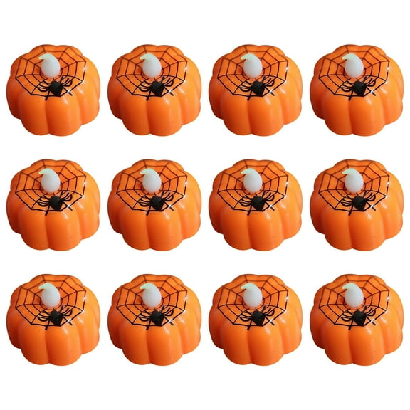 Nmdmisc 12Pcs Halloween Ghost Festival Pumpkin Lantern Pumpkin Spider Candle Led Light Night Light Party Decoration Ornament Candle
