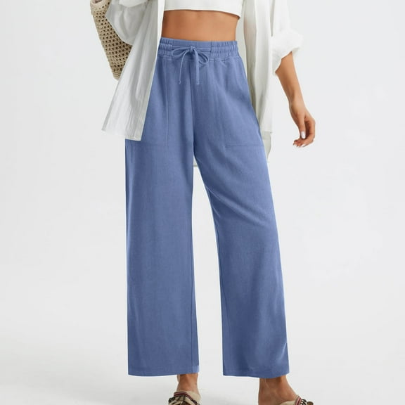 Fashion Ankle Length Pants for Women Solid Color Trousers with Side Pockets Wrinkle Free Fabric Casual Daily Office Wear Everyday Essentials Plus Size Outfit