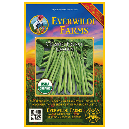 Everwilde Farms - 70 Organic French Garden Green Bush Bean Seeds - Gold Vault Jumbo Bulk Seed