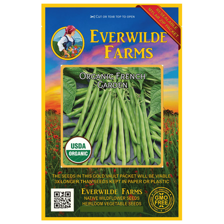 - Everwilde Farms - 70 Organic French Garden Green Bush Bean Seeds - Gold Vault Jumbo Bulk Seed Packet