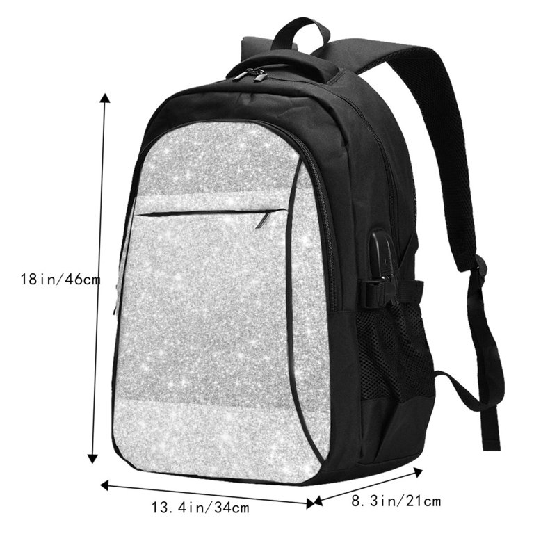 Cauagu Silver Glitter Print Travel Laptop with USB Charging  display picture 2
