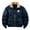 Dark Blue, variant on Men's Cotton Cargo Jacket Winter Sherpa Fleece Lined Work Jacket Coats Sherpa Trucker Jacket for Men Thick Thermal Lapel Cargo Jacket Aviator Coat