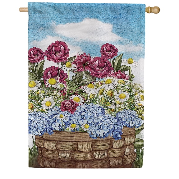 America Forever Patriotic Red White Blue Floral House Flag 28 x 40 inch Double Sided 4th of July Memorial Day Independence Yard Outdoor Decoration