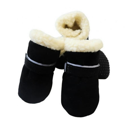 Warm Small Dog Snow Boots Waterproof Suede Puppy Cat Booties Anti-Skid Pet Winter Shoes