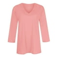 thumbnail image 5 of Prolriy Long Sleeve Shirts for Women, Womens Tops 3/4 Length Sleeve Summer V Neck Shirts Casual Tunic Tops 2025 Womens Tops Spring Summer Tops for Women Pink XXXL, 5 of 5