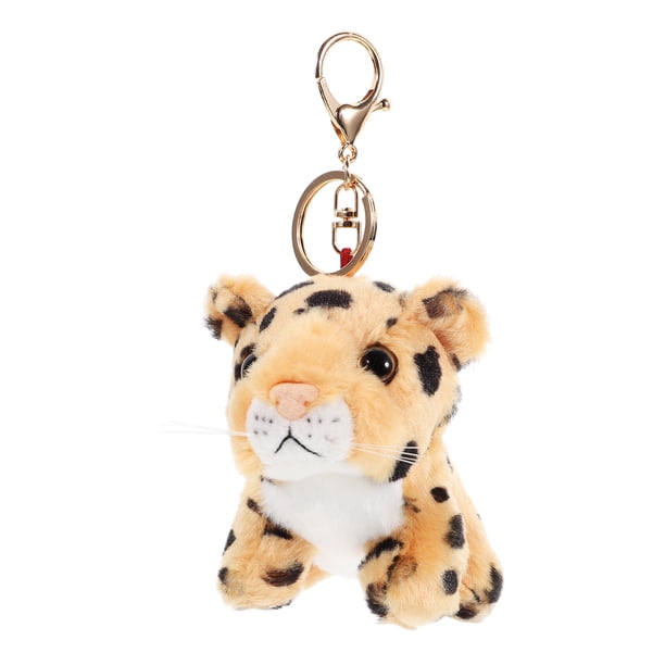 ColoMX LLavero de leopardo de felpa, llavero de peluche, colgante de leopardo de felpa encantador, decoración colgante para bolsa