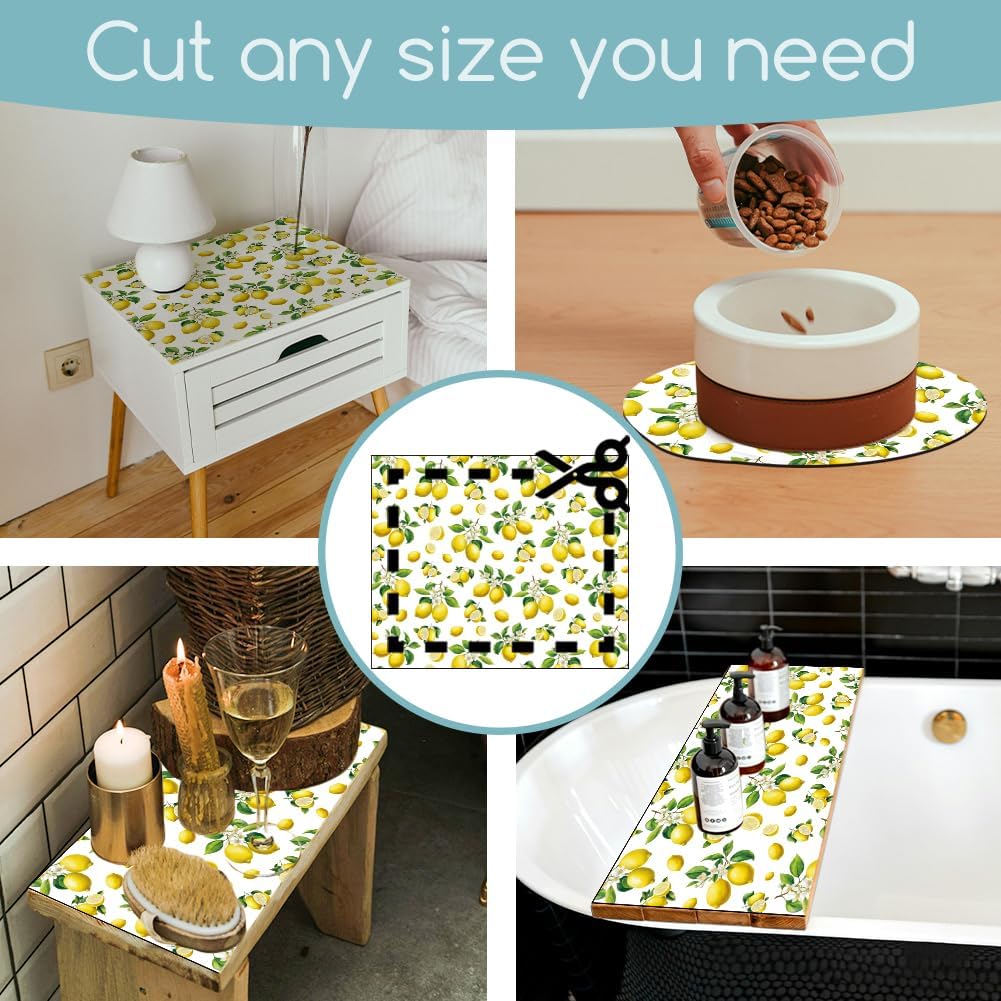 Yellow Lemon Laundry Washer Dryer Dust Cover Mat 23.6x19.7inch Fruits Washing Machine Top Protector Pads Plants Patterns Non Slip