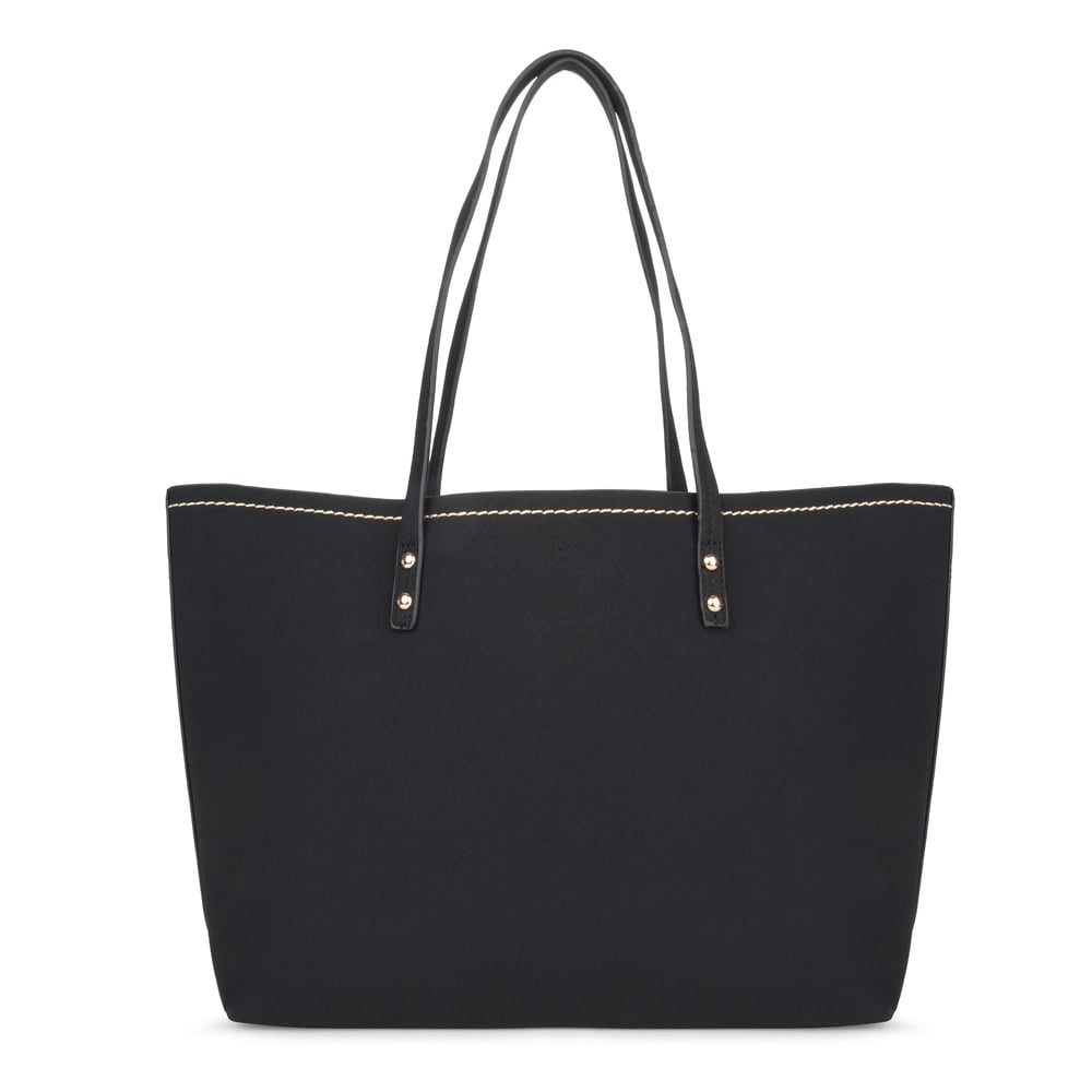 Bethany Women's Vegan PU Leather Tote Bag with Purse Organizer Insert and Golden Bow