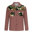 thumbnail image 4 of Man Gifts for Men! BiZtdJrK Men's Casual Button Down Shirts Fashion Long Sleeve Tucked Blouses Camouflage Graphic Cargo Shirt Workwear with Pockets Pink L, 4 of 6
