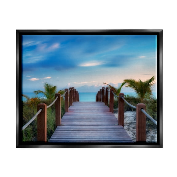 Stupell Industries Tropical Boardwalk Beach Path Coastal Photography Black Floater Framed Art Print Wall Art