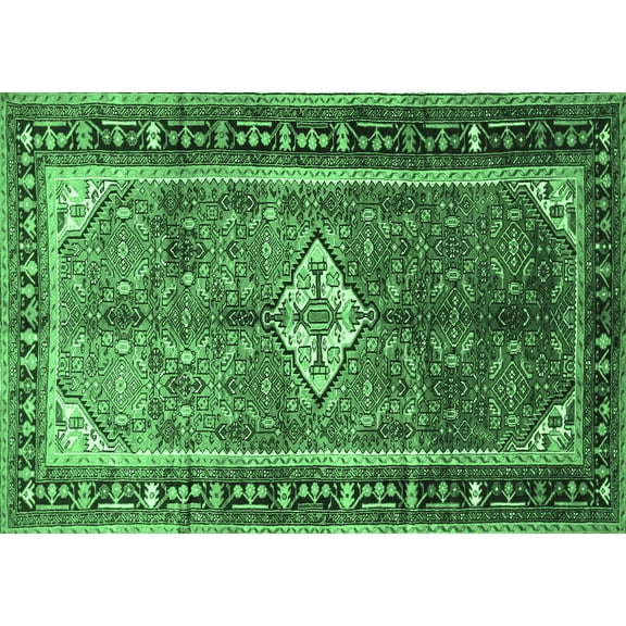 Ahgly Company Indoor Rectangle Persian Emerald Green Traditional Area Rugs, 5' x 7'
