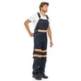 thumbnail image 3 of NotusWears Men's Hi-vis Bib Overall Denim Heavy-Duty Workwear With Reflective Stripes Multi-Pockets Jeans Dungaree Orange Dark Blue W40-L34, 3 of 6