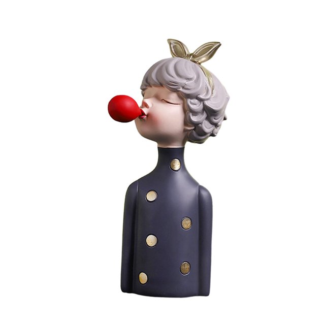 Linda estatua de niña, adorno artesanal, regalo de recuerdos, colección, decoración del hogar, figura de niña para escritorio, centro de mesa, estante Azul mayimx Estatuilla de escritorio