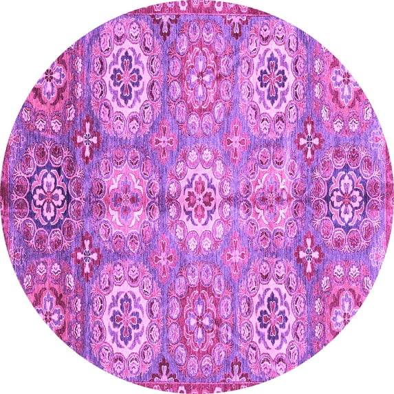 Ahgly Company Indoor Round Abstract Purple Modern Area Rugs, 4' Round