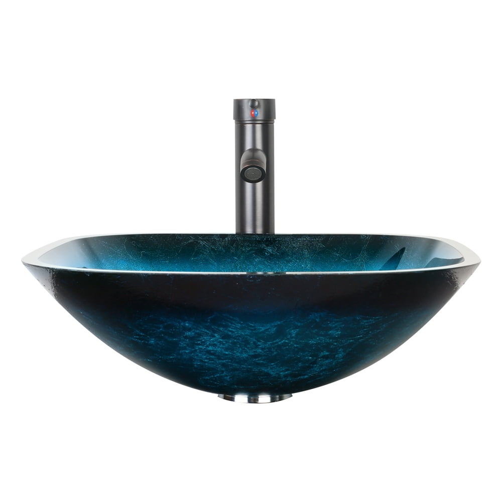 Eclife 16.5" Square Glass Vessel Sink