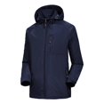 thumbnail image 2 of Veste de Pluie Imperméable pour Hommes, Légère, avec Capuche et Fermeture Éclair, pour Extérieur, Randonnée, Course, 3TG, Bleu Foncé, 2 of 3
