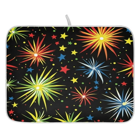 

Brilliant Fireworks Pattern Dish Drying Mat for Kitchen Quick Drying Absorbent Soft Durable 18 x 24