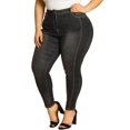 thumbnail image 1 of Unique Bargains Women's Plus Size Stretch Mid Rise Washed Skinny Jeans, 1 of 8