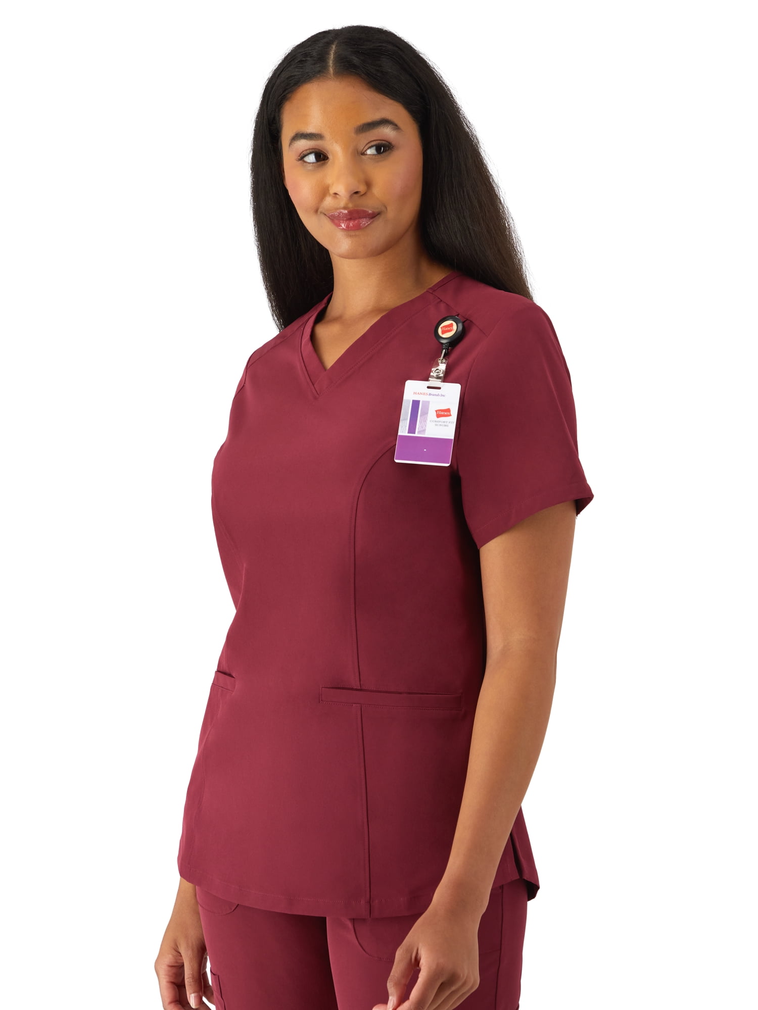Hanes Womens Scrubs V-Neck Scrub Top, Comfort Fit, 2 Pockets, Sizes XS-3XL