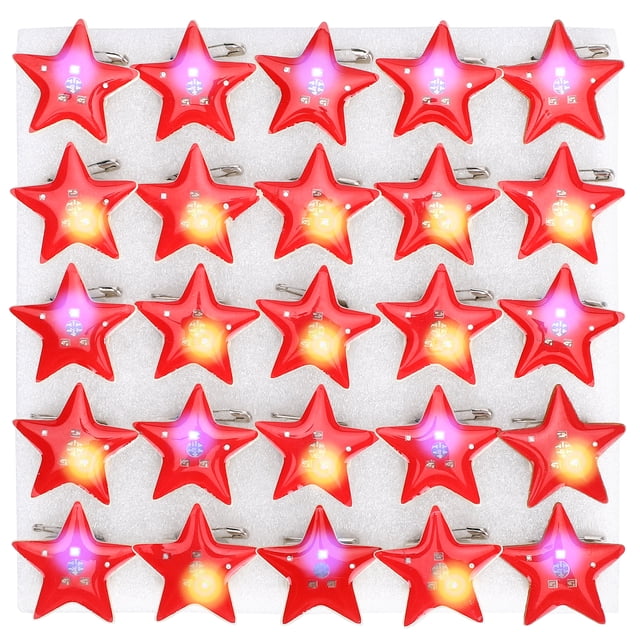 25 broches LED con forma de estrella de cinco puntas para Navidad, regalos para niños, recuerdos de fiesta