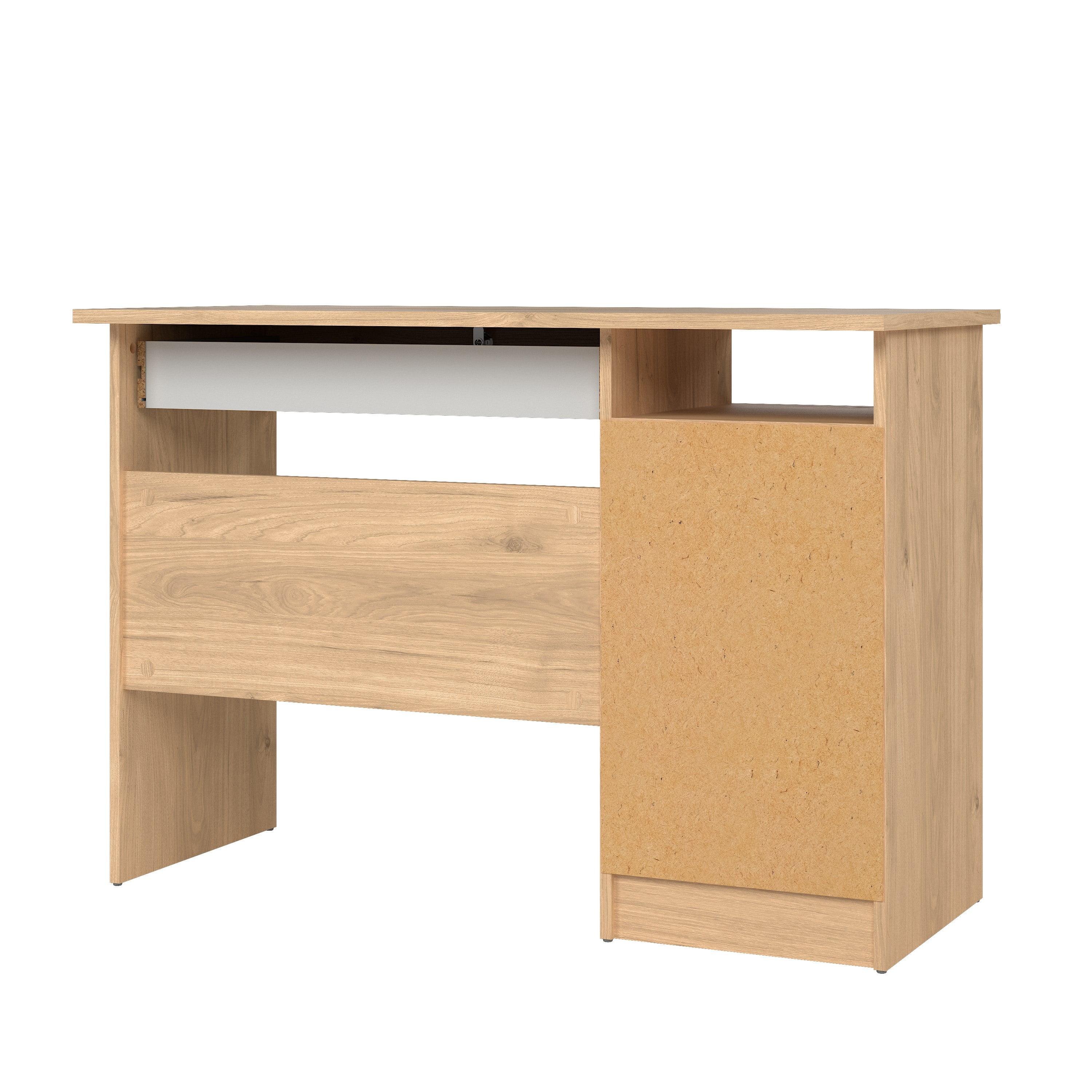 Tvilum Wescot Home Office Writing Desk with 4 Drawers and Open Shelf for Adults, Jackson Hickory
